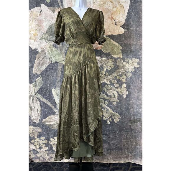 New Anthropologie Biscayne Ruffle Wrap Dress size L - Picture 7 of 10